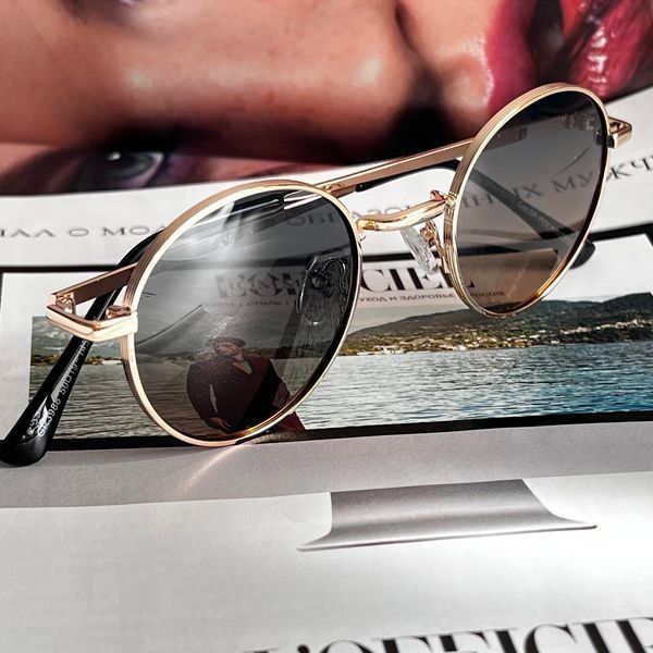 Солнцезащитные очки женские круглые, золотистые polarized K.GR3988_C14 фото